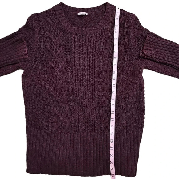 Gap Large Maroon Chunky Cable Knit Sweater Fisherman Wool Blend Y2K Vintage Prep - Picture 7 of 7